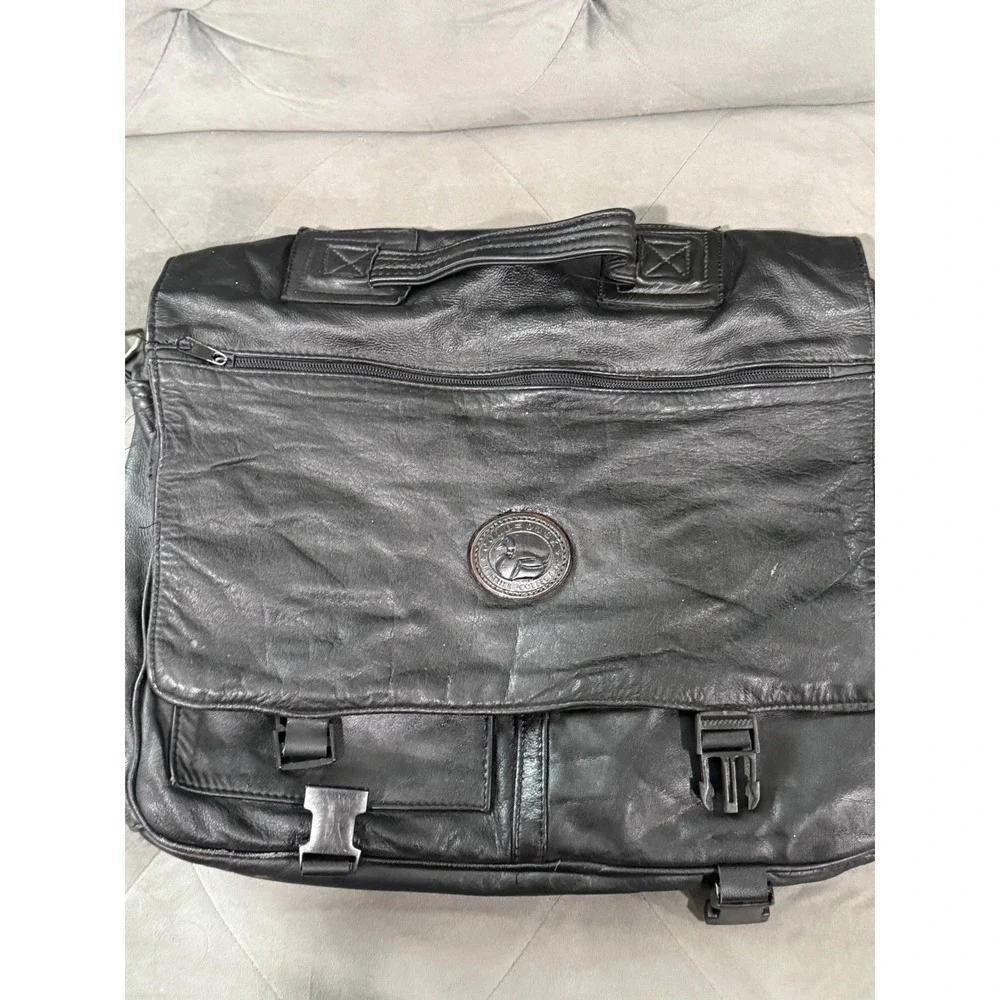 Vtg Gold duck pure Leather Collection Messenger‎ Bag Laptop Briefcase